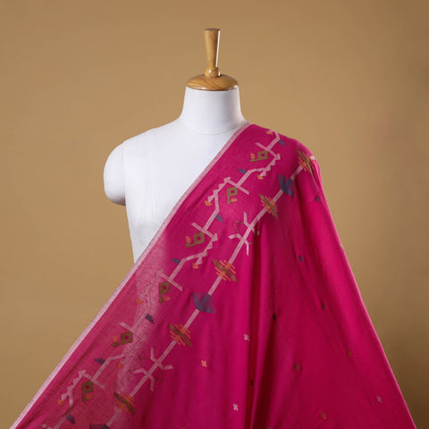 Pink Handloom Cotton Bengal Jamdani Fabric