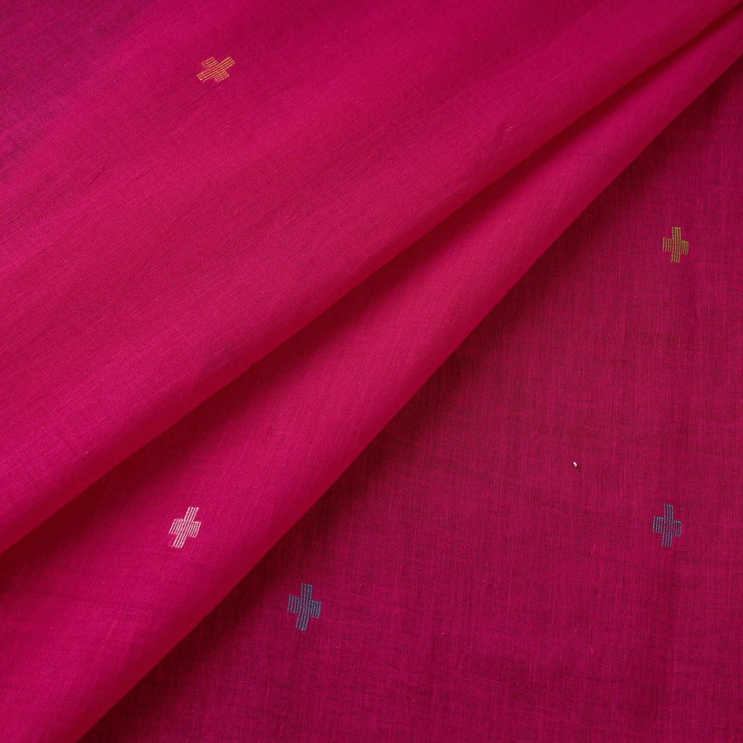 Pink Handloom Cotton Bengal Jamdani Fabric