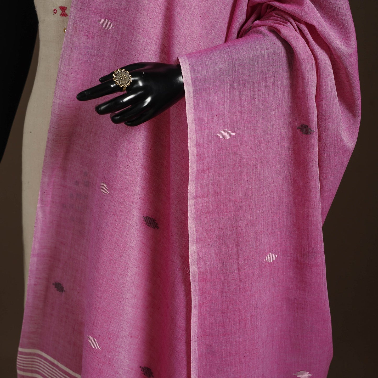 Pink - handloom cotton burdwan jamdani dupatta 07