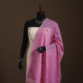 Pink - handloom cotton burdwan jamdani dupatta 07