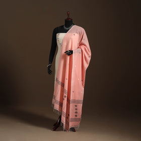 Pink Handloom Cotton Burdwan Jamdani Dupatta