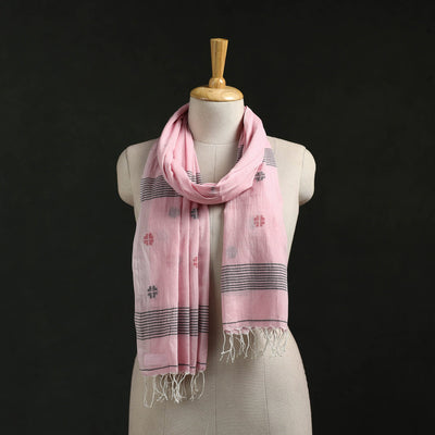 Handloom cotton burdwan jamdani stole with tassels 07