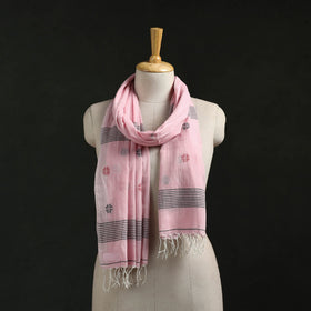 Handloom cotton burdwan jamdani stole with tassels 07