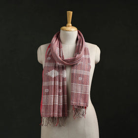 Handloom cotton burdwan jamdani stole with tassels 08