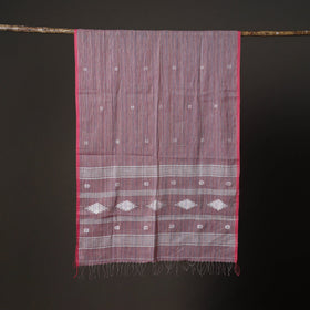 Handloom cotton burdwan jamdani stole with tassels 08