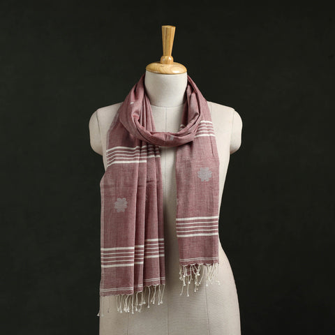 Handloom cotton burdwan jamdani stole with tassels 14
