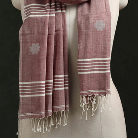 Handloom cotton burdwan jamdani stole with tassels 14