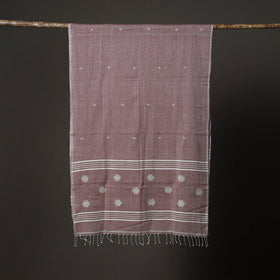 Handloom cotton burdwan jamdani stole with tassels 14