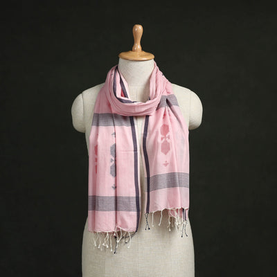 Handloom cotton burdwan jamdani stole with tassels 22