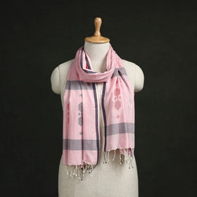 Handloom cotton burdwan jamdani stole with tassels 22