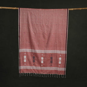 Handloom cotton burdwan jamdani stole with tassels 43