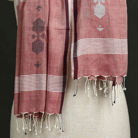 Handloom cotton burdwan jamdani stole with tassels 43