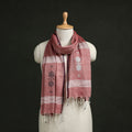 Handloom cotton burdwan jamdani stole with tassels 43