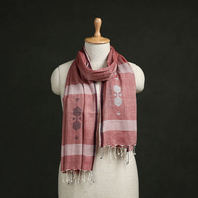 Handloom cotton burdwan jamdani stole with tassels 43
