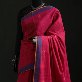 Maroon - handloom cotton buti srikakulam jamdani saree 10