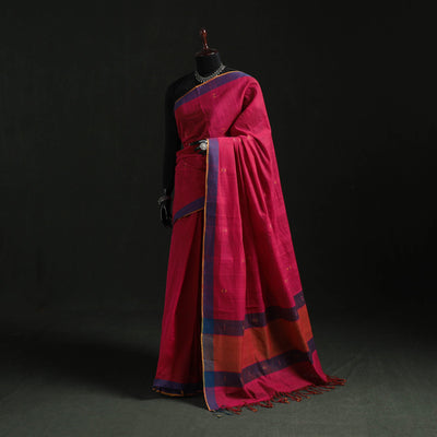 Maroon - handloom cotton buti srikakulam jamdani saree 10