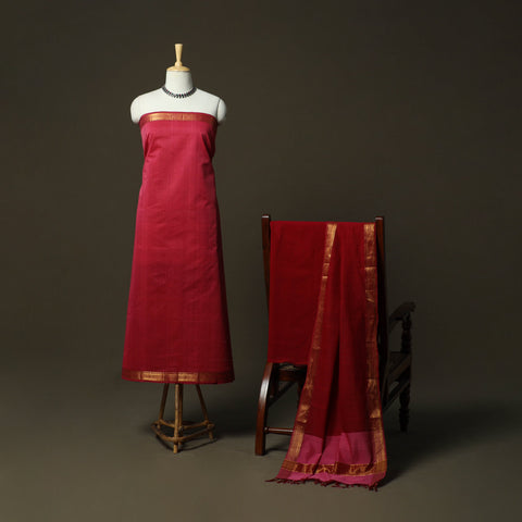 Handloom cotton mangalagiri 3pc unstitched dress material