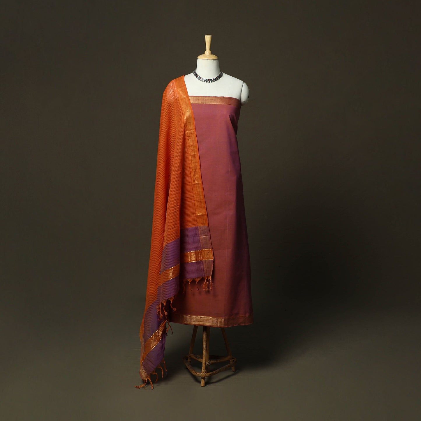 Handloom cotton mangalagiri 3pc unstitched dress material