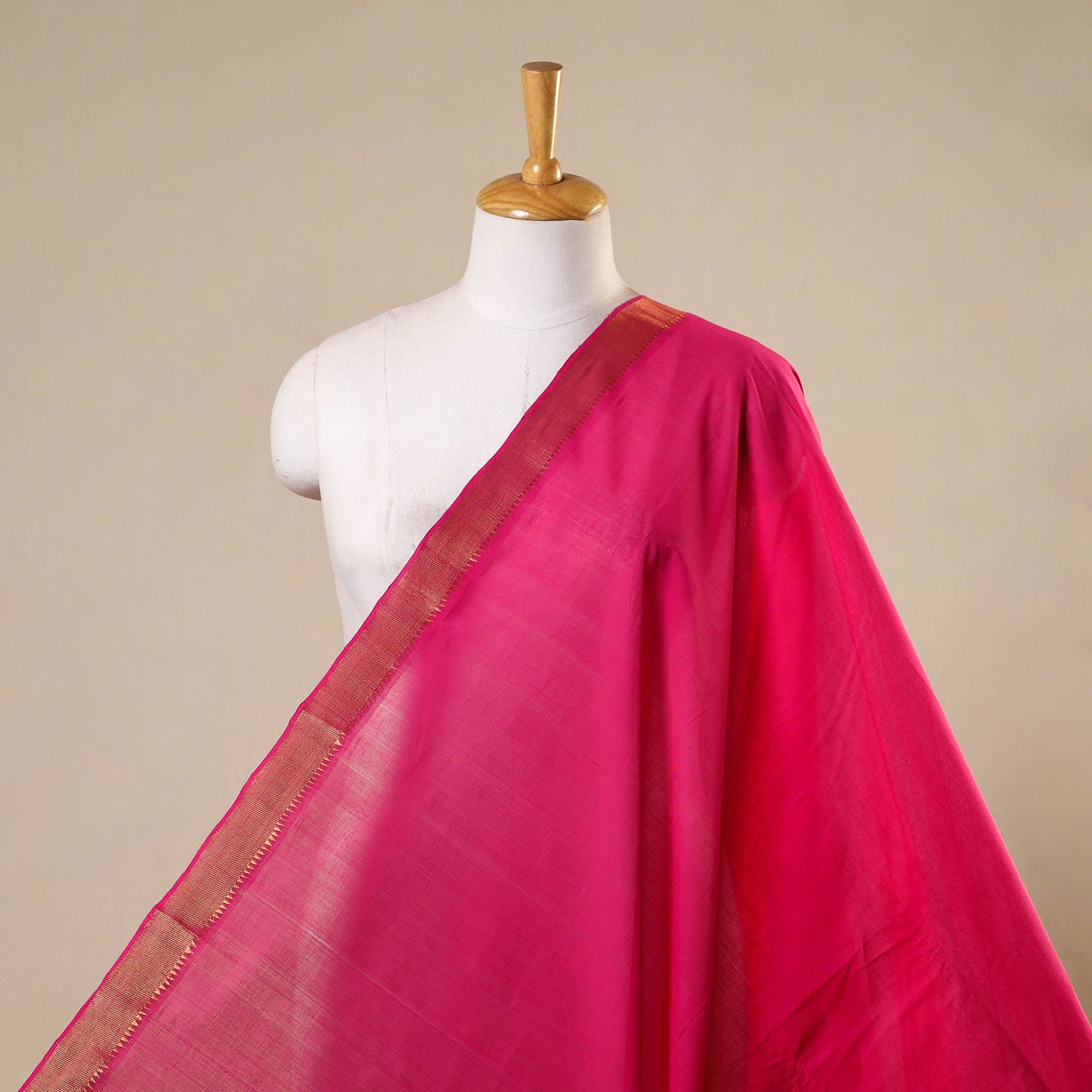Pink - handloom cotton mangalagiri fabric with zari border