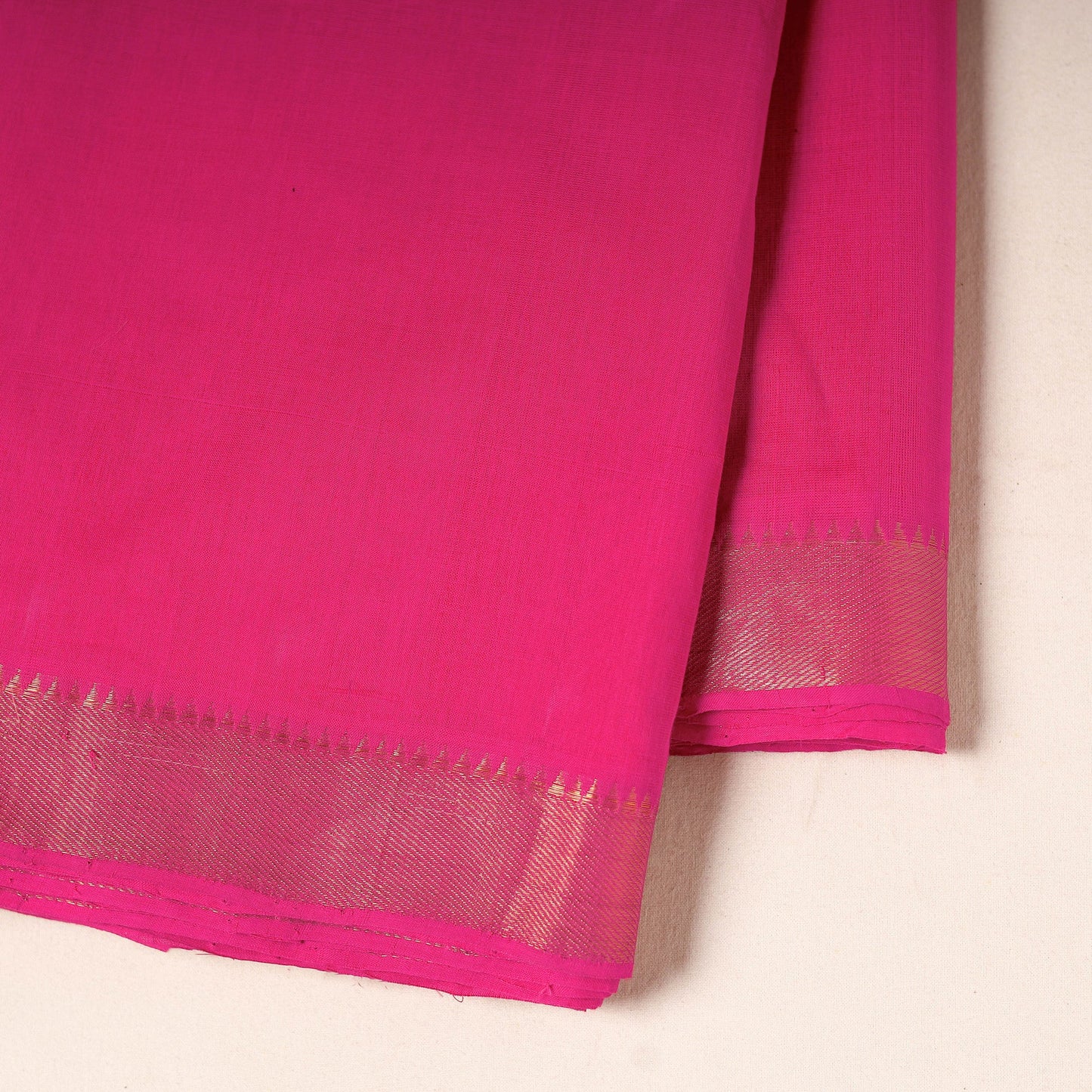 Pink - handloom cotton mangalagiri fabric with zari border