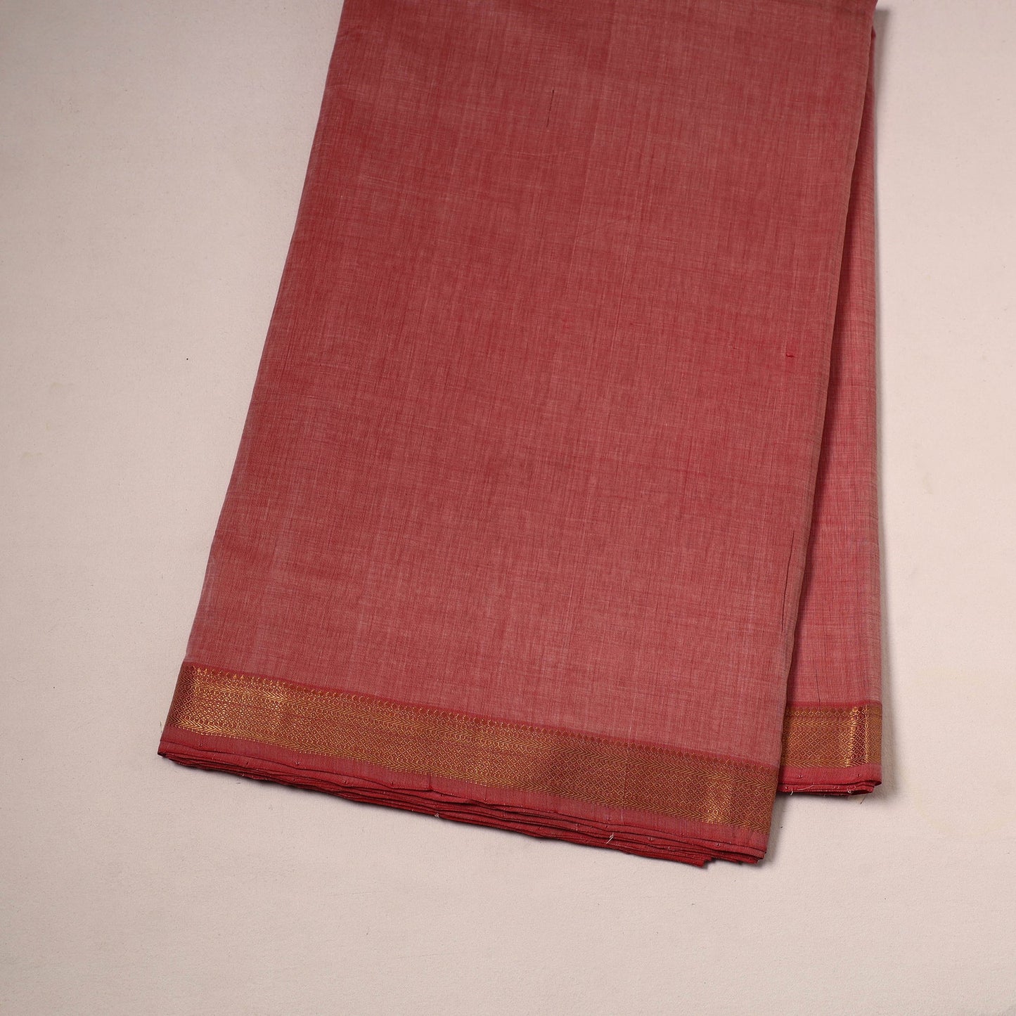 Pink - handloom cotton mangalagiri fabric with zari border
