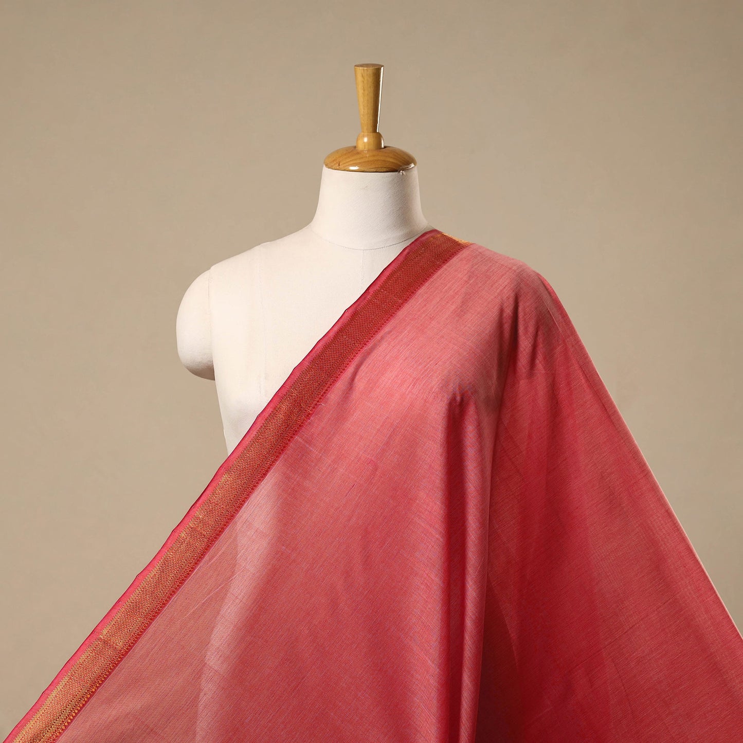 Pink - handloom cotton mangalagiri fabric with zari border