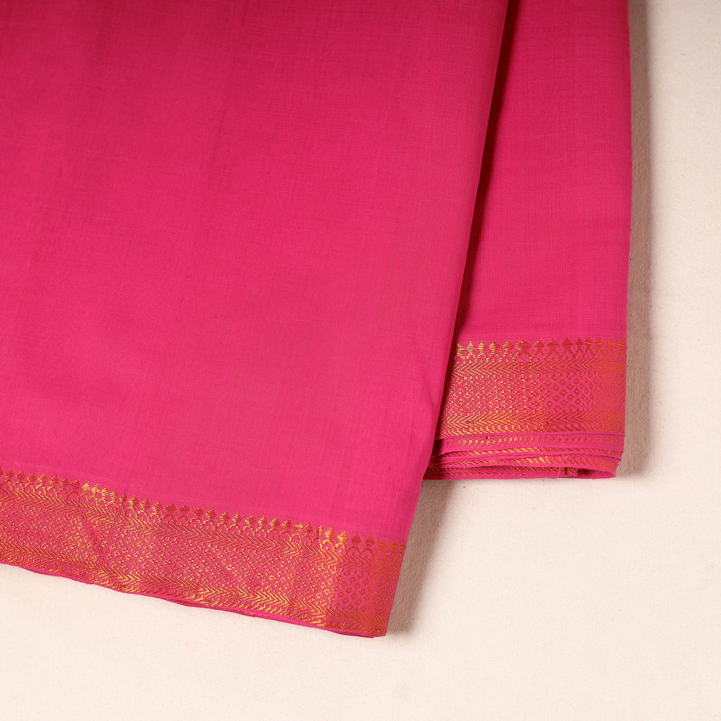 Pink - handloom cotton mangalagiri fabric with zari border