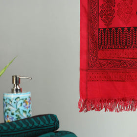 Pink Bagh Hand Block Print Cotton Handloom Towel