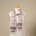Pink - handloom cotton phulia jamdani stole with tassels 34