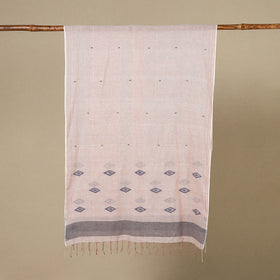 Pink - handloom cotton phulia jamdani stole with tassels 34