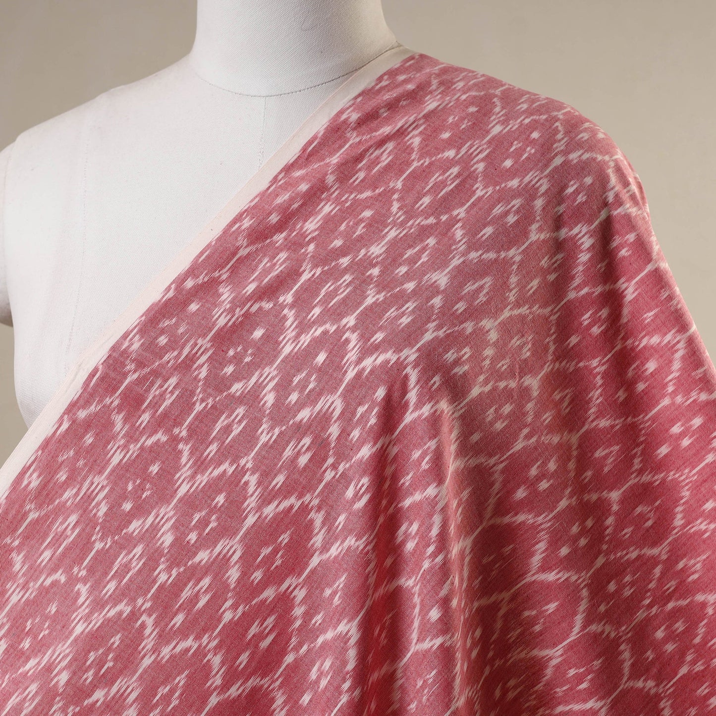 Pink - handloom cotton pochampally double ikat fabric 01