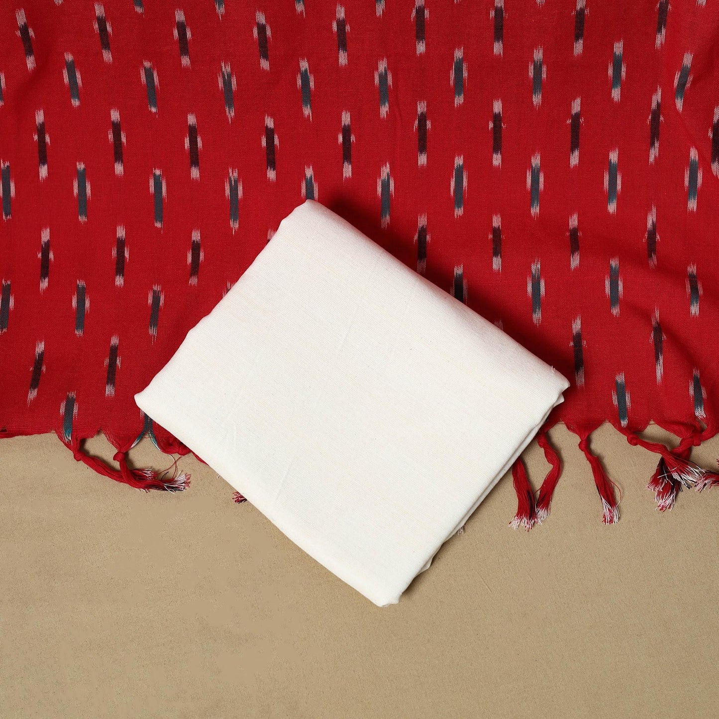 Pink - handloom cotton pochampally ikat 3pc unstitched