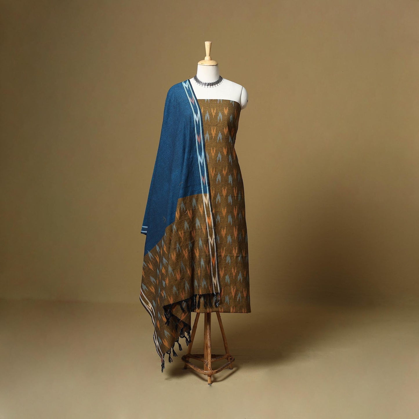 Handloom cotton pochampally ikat 3pc unstitched dress