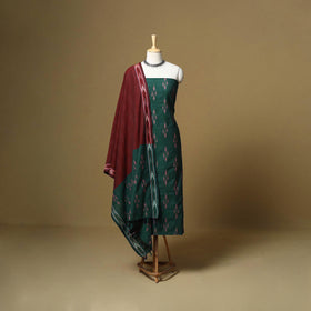 Pink - handloom cotton pochampally ikat 3pc unstitched