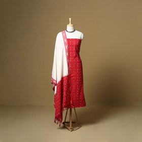 Pink - handloom cotton pochampally ikat 3pc unstitched