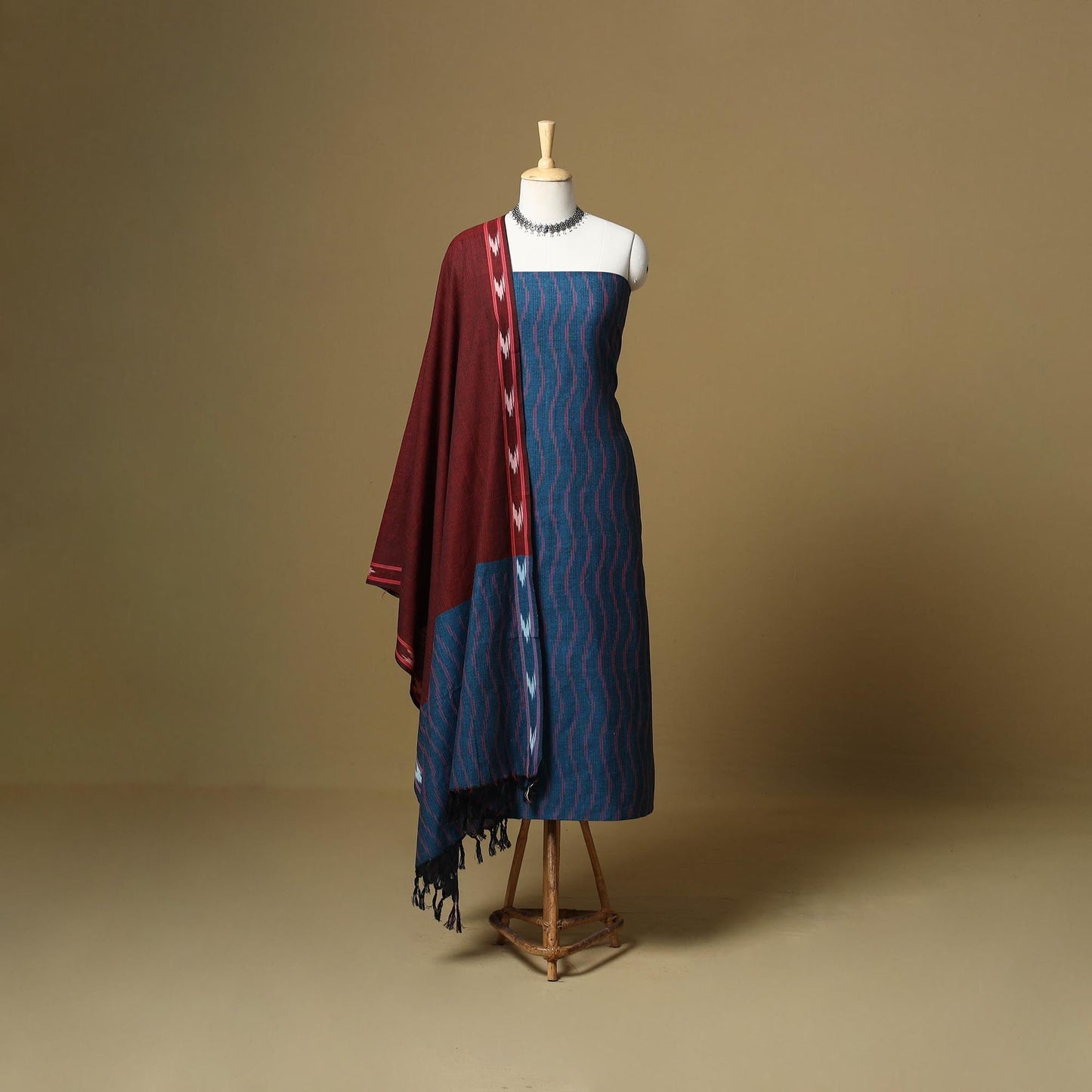 Handloom cotton pochampally ikat 3pc unstitched dress