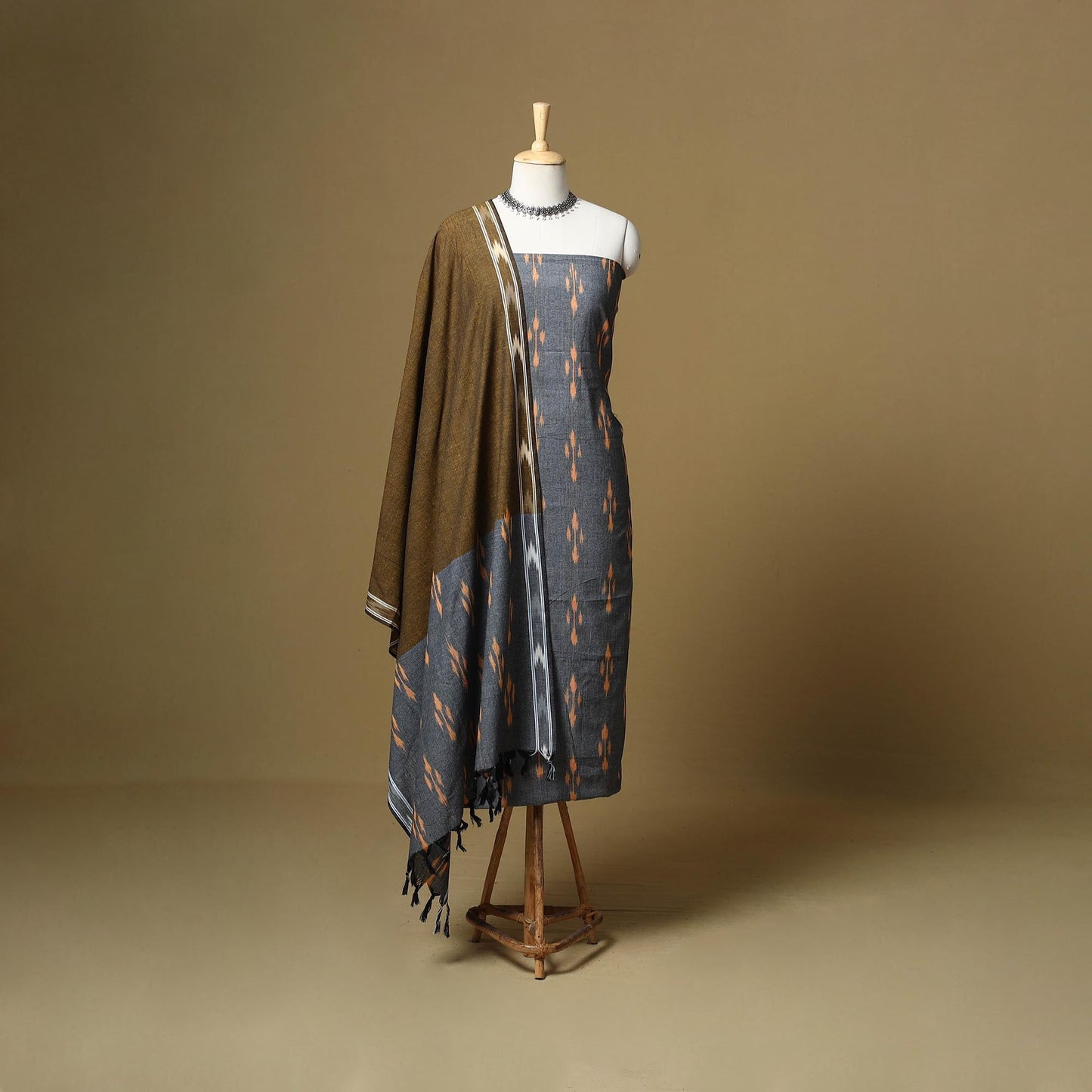 Pink - handloom cotton pochampally ikat 3pc unstitched