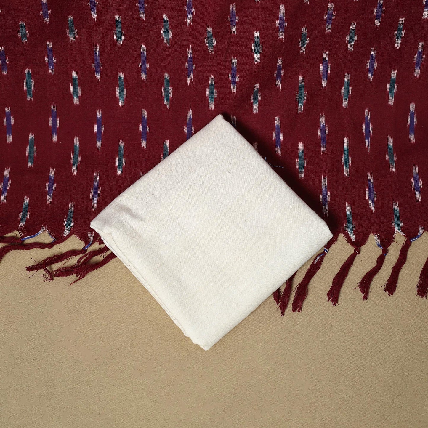 Handloom cotton pochampally ikat 3pc unstitched dress