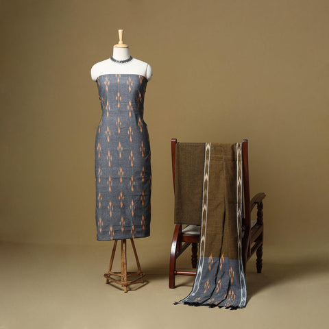 Pink - handloom cotton pochampally ikat 3pc unstitched