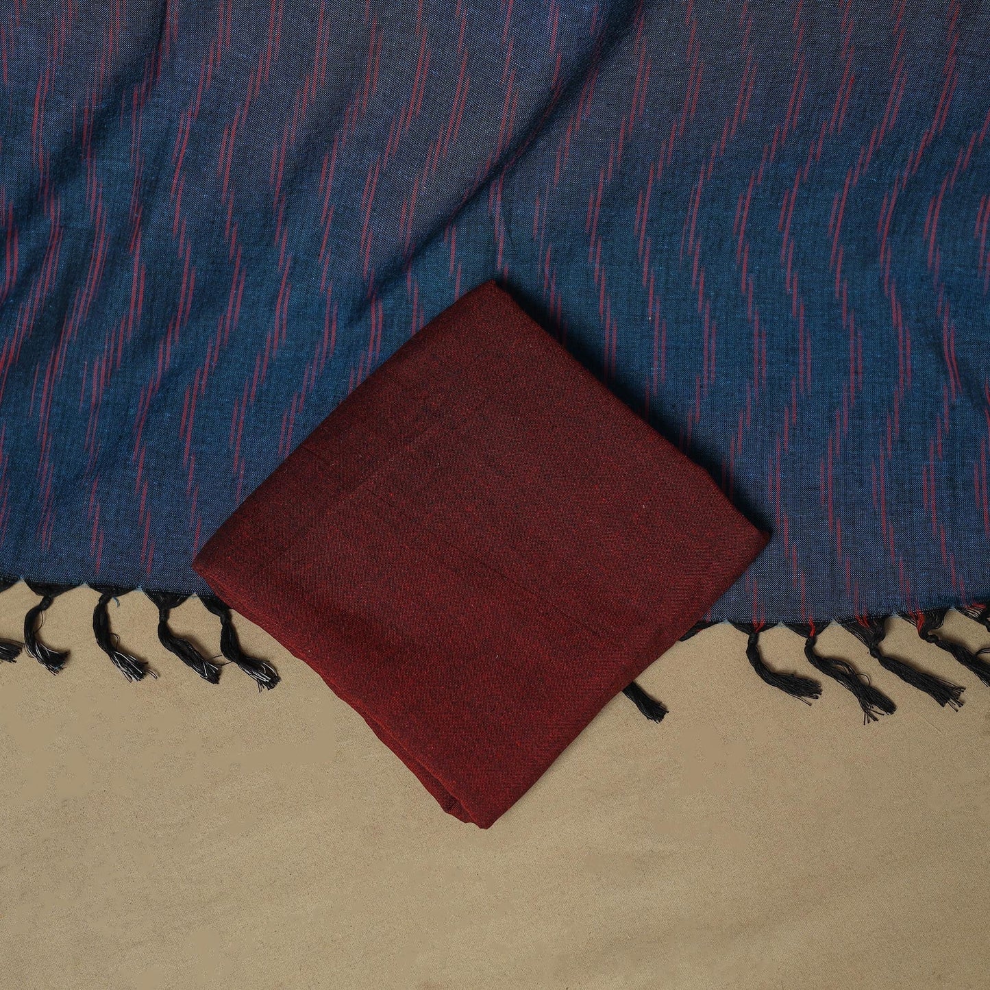 Handloom cotton pochampally ikat 3pc unstitched dress