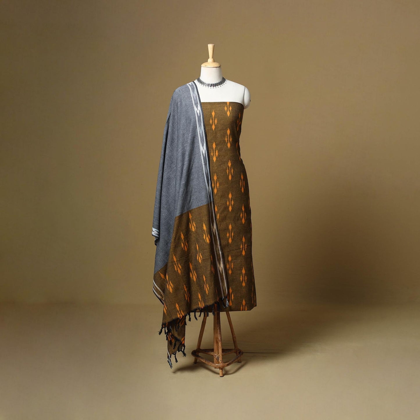 Handloom cotton pochampally ikat 3pc unstitched dress