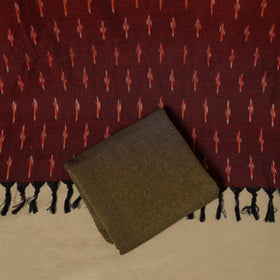 Pink - handloom cotton pochampally ikat 3pc unstitched