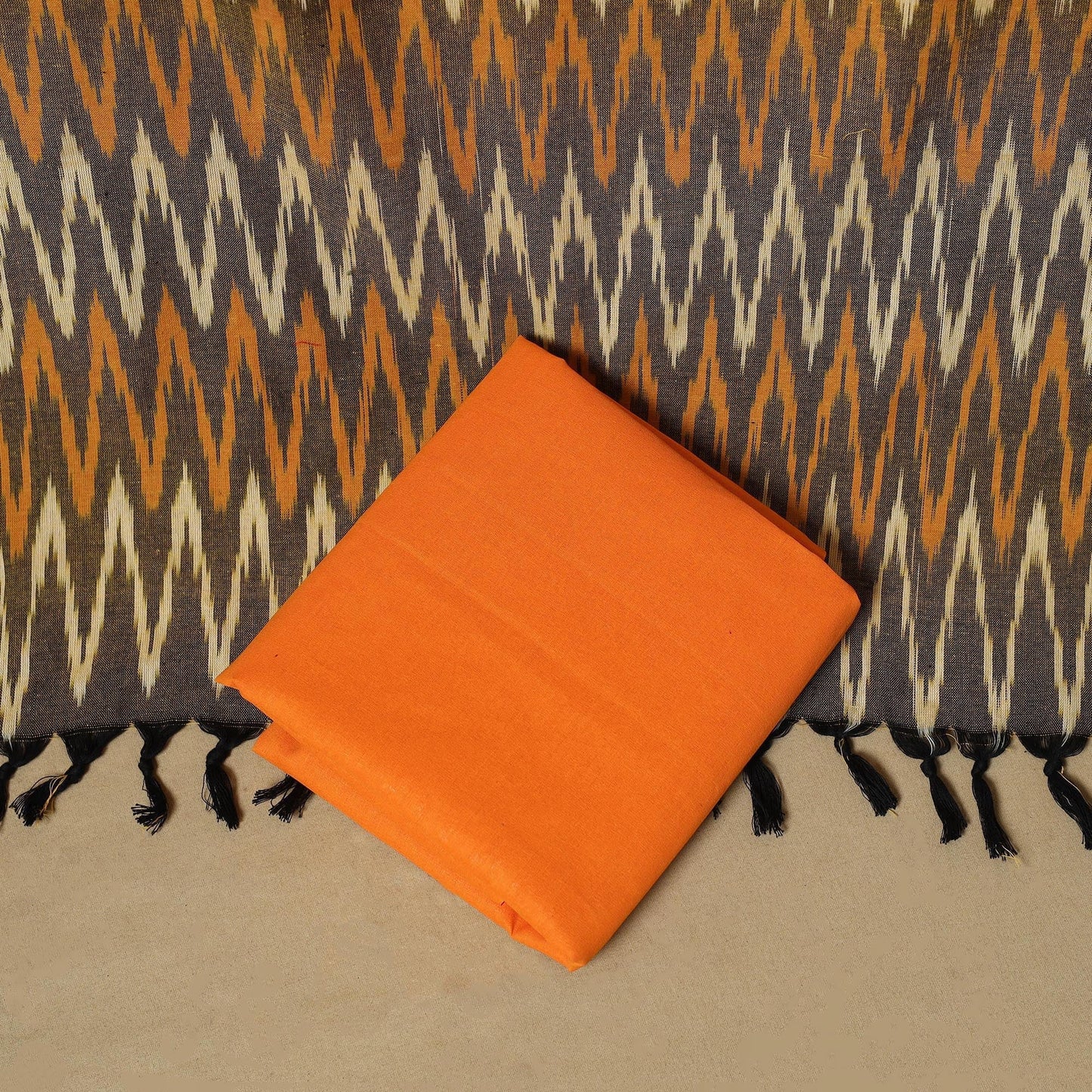 Handloom cotton pochampally ikat 3pc unstitched dress