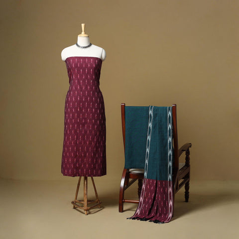 Handloom cotton pochampally ikat 3pc unstitched dress