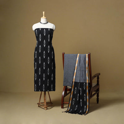 Handloom cotton pochampally ikat 3pc unstitched dress