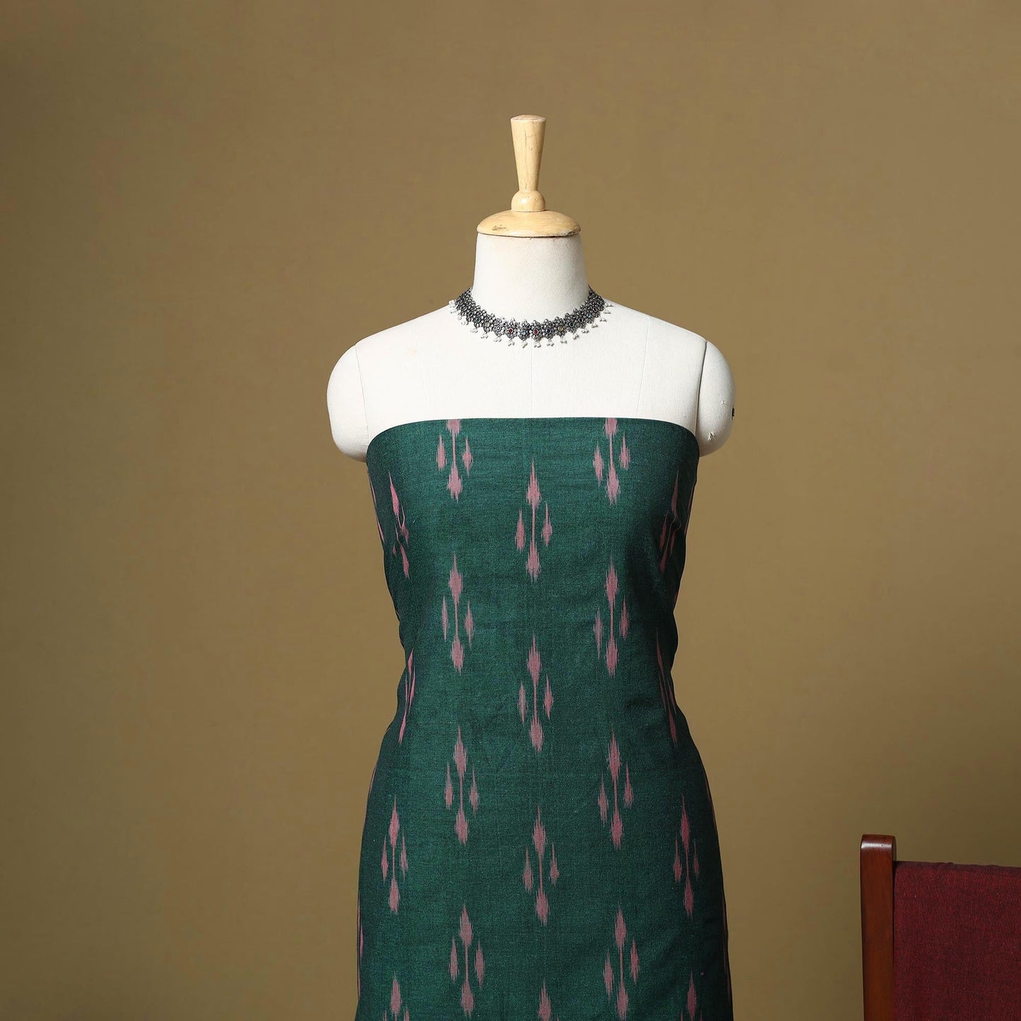 Pink - handloom cotton pochampally ikat 3pc unstitched