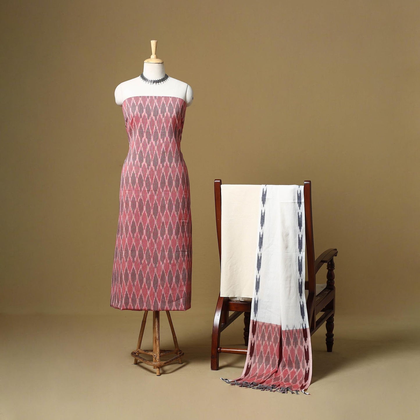 Handloom cotton pochampally ikat 3pc unstitched dress