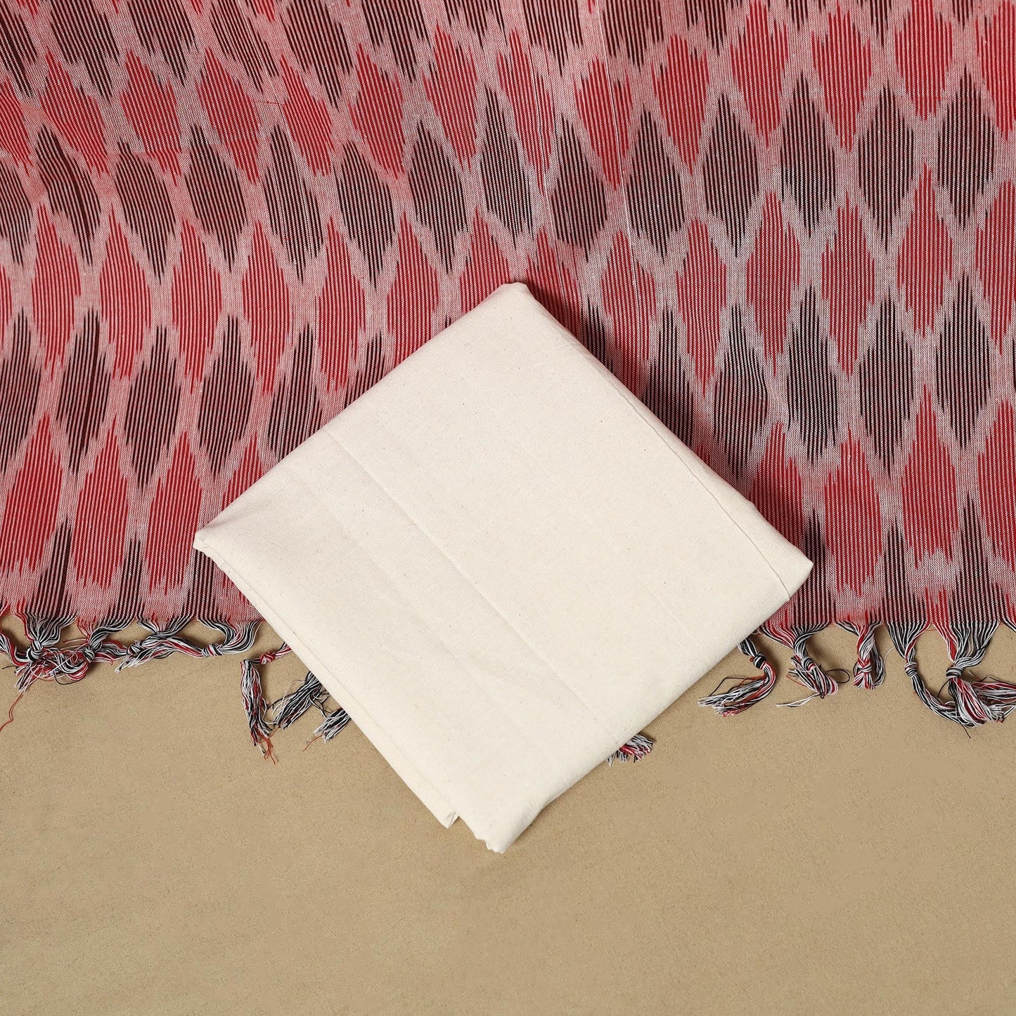 Handloom cotton pochampally ikat 3pc unstitched dress