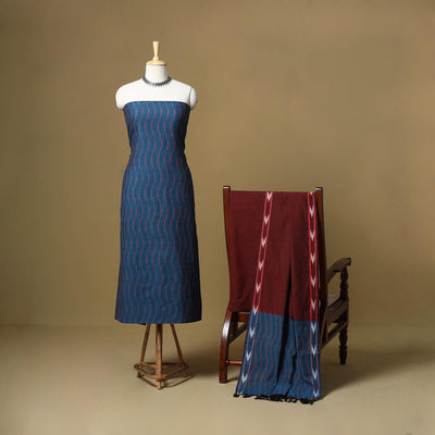 Handloom cotton pochampally ikat 3pc unstitched dress