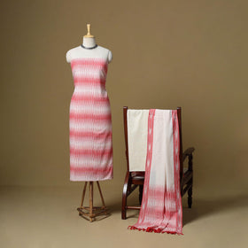 Pink - handloom cotton pochampally ikat 3pc unstitched